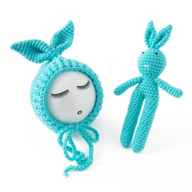 Jastore Infant Newborn Photography Prop Photo Crochet Boys Girls Knit Toy Rabbit Hats (Rabbit-Aqua)