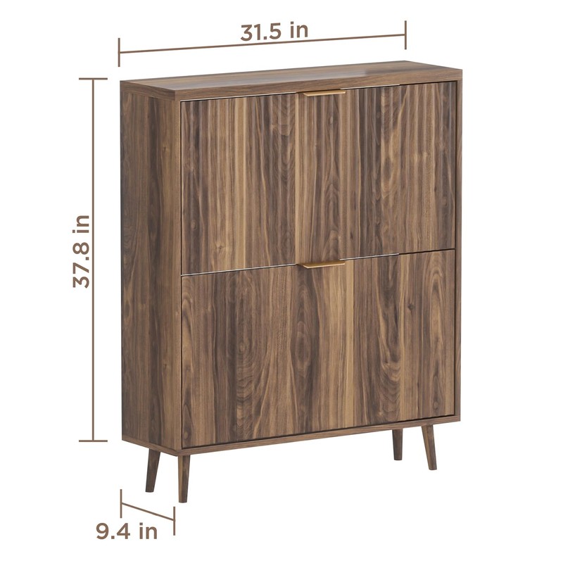 QIVOMIX Shoe Cabinet Storage,Modern Freestanding Organizer with 2 Flip Drawers,Narrow