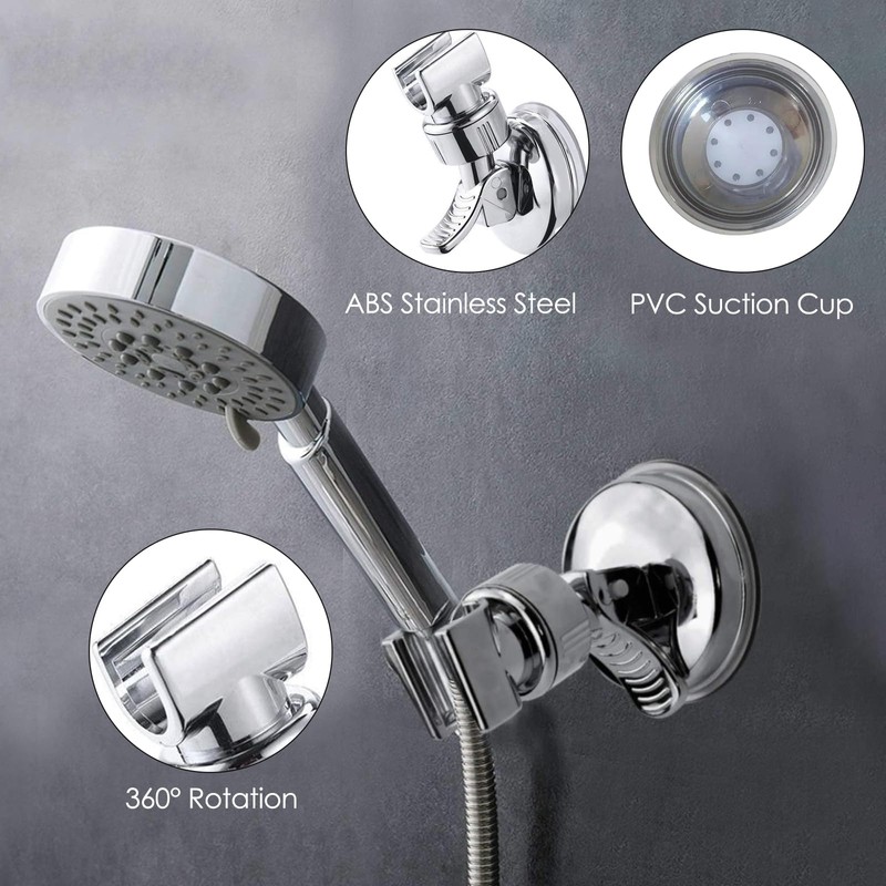 Suction Shower Head Holder, Adjustable Removable Shower Head Holder 360°