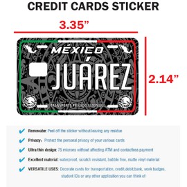 Juarez Credit Card Skin Cover Vinyl Stickers (4 Pack) -Mexican Decal Mexico Car Plate Adhesive Juarez
