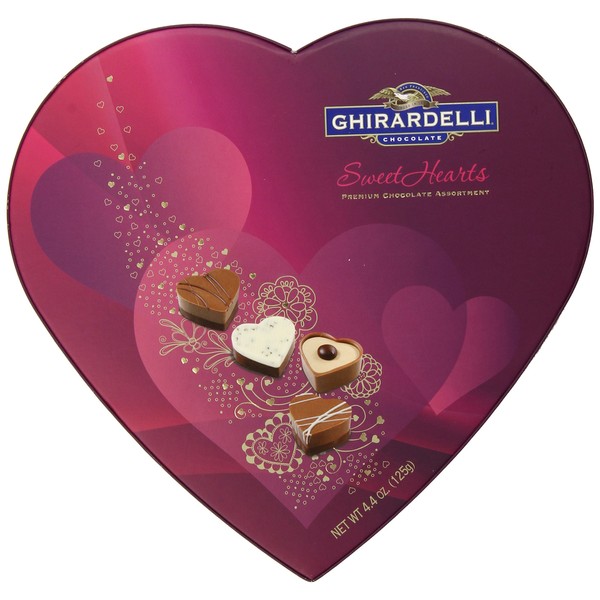 Ghirardelli Valentines Day Sweethearts Heart Shaped Box Gift, 4.4 Ounce