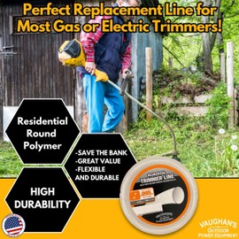 Vaughan's Economy .095" Trimmer Line, 40ft | White Round Polymer | Residential Universal Weed Eater String for Gas & Electric & Battery Models | Made in The USA (12 Pack)