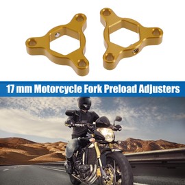 X AUTOHAUX 17mm Gold Tone Aluminum Alloy Racing Motorcycle Rider CNC Fork Preload Adjusters for Most Motorcycle - Pack of 2