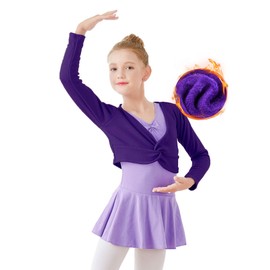 Daydance Girls Ballet Wrap Tops Fleeced Cropped Dance Shrugs Sweater for Leotards