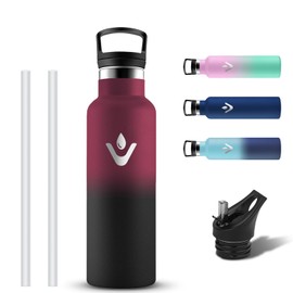 Grsta Stainless Steel Drinking Bottle, 500 ml, Leak-Proof, BPA-Free Drinking Bottle, Children, Drinking Bottle with Straw, Thermos Flask, Carbonated Drinks, Suitable for Fitness, Bike, Camping,