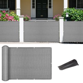 3' x 23' Grey Fence Screen Balcony Privacy Screen Shade Netting Mesh Cloth with Grommets for Apartment, Patio, Backyard, Porch, Railing - Customized Size