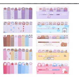 5Pack Cute Animals Self-Stick Index Tabs Sticky Note Tabs Cartoon Page Flags Bookmarks Mini Sticky Note Paper Page Markers Stickers for Students Books File,Notebook and Writing Pads Notes