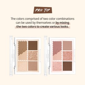 Clio Pro Eye Palette Mini Every Day Eye Shadow 6 Colour Shades - Shimmer, Matte, Glitter - 002 Rosy Hase