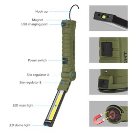 Lmaytech - Herramientas para hombre, regalo de cumpleaños, 2 paquetes de linternas LED recargables de luz de trabajo, rotación de 360° 5 modos, regalos para hombres, él, papá, manitas para reparación