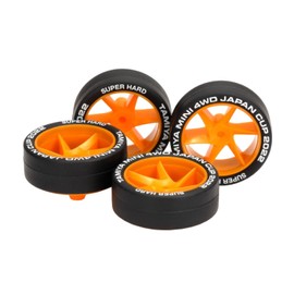 Tamiya J-CUP 2022 95152 Mini 4WD Limited Edition Super Hard Low Height Tire & Spiral Wheel, Orange