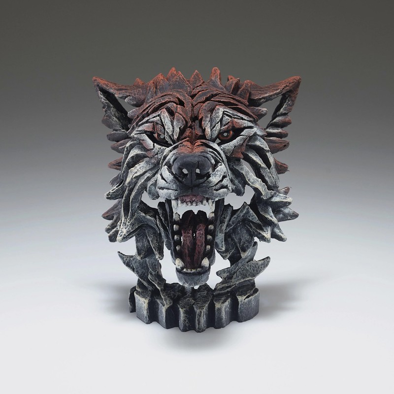 Enesco Edge Sculpture Wolf Baring Teeth Bust Miniature Figurine, 4.92