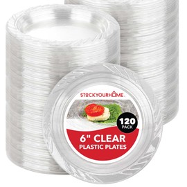 Stock Your Home Stock Your Home 6-Inch Clear Plastic Dessert Plates (120 Pack) Flexible Disposable Clear Plates for Dessert & Appetizers, Crystal Clear Small Plates for Parties & Catering, Clear Plastic Party Plates