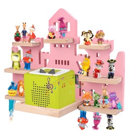 Tonie Shelf for Tonies Box Set - Tonie Storage for Tonie Box & Tonies Figures & Charging Station, Magnetic Wooden Floating Shelf for Toniebox & 15-33 Tonies Characters, Wall Mounted Rack,Castle Shape