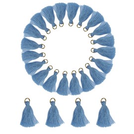 MSCFTFB - Juego de 100 mini borlas con anillos de salto, borla de Mala para arete, collares, joyas, guirnaldas, llaveros, adornos de manualidades (azul cielo)