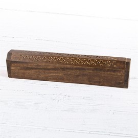 Myga Incense Box - Wooden Carved Incense Holder for Joss Stick & Dhoop Cone with Storage - Ideal for Meditation, Aromatherapy & Home Décor - Handcrafted in India with Mango Wood - Stained Wood