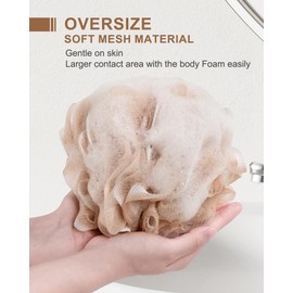 MTDLYICE Loofah Sponge, XL Large Loofah 75g 4 Pack, Bath Sponge Soft Mesh Shower, Body Scrubber, Loofah for Men, Bath Accessories Body wash Foaming (Beige)