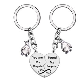 WTOPP 2PCS Lover Keyring Gifts Couple Keychains Penguin Funny Gifts for Boyfriend Girlfriend Husband Wife Penguin Love Gift (You're My Penguin)
