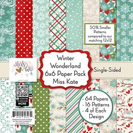 6x6 Pattern Paper Pack – Winter Wonderland - for Christmas Scrapbook Premium Specialty Paper Single-Sided 6"x6" Collection Includes 64 Sheets - 50% Smaller Patterns - by Miss Kate Cuttables