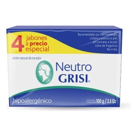 Jabón en Barra Grisi Neutro 4 Barras de 100g