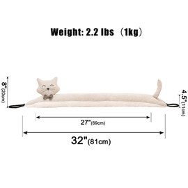 Marwood Under Door Draft Stopper Decorative Wind Stopper 32 inch for Door & Window, Weighted Animal Air Draft Stopper Snake Noise Blocker for Bottom of Door with Hanging Loops - Khaki Cat