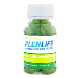PLENLIFE - Gomitas de Calcio Adicionadas con Vitamina D - Suplemento sin Azcar Sabor Tropical - Frasco con 50 piezas  240 Gramos                      