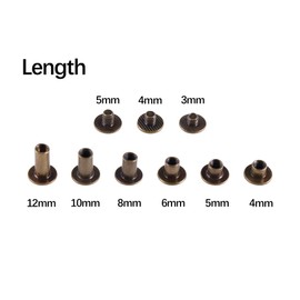 ONLISUM Chicago Screws Assorted Kit 100 Sets Leather Rivets Carbon Steel Phillip Head Replacement Rivet Kits for Leather Bag, Book and Photo Album, M5 X 4, 5, 6, 8, 10, 12 mm