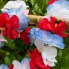 Hawaiian Silk Flower Lei - Red White & Blue -