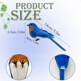 LWINGFLYER Blue Birds Realistic Artificial Birds Ornaments Feathered Bird Model for Decoration Arts & Crafts Photo Props Floral Arrangements Home Decor Figurines
