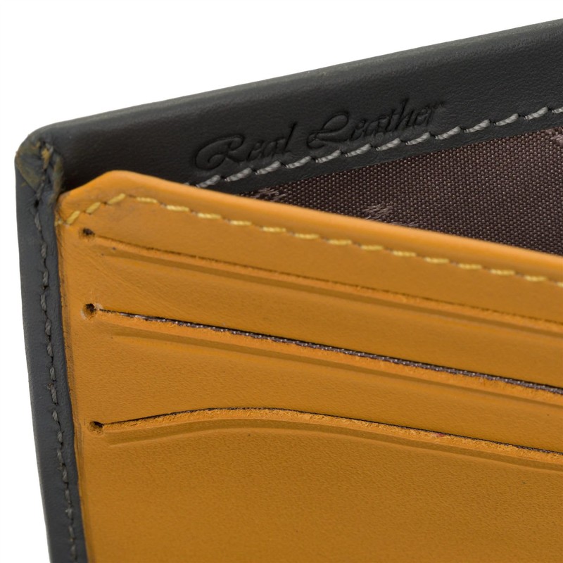 Visconti Slim Collection RFID Blocking Leather Wallet VSL42, Grey/Mustard, Standard