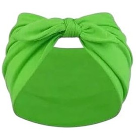 Womens Bow Headband, Elastic Hair Wrap, Wide Knotted Style (Bright Green, One Size)