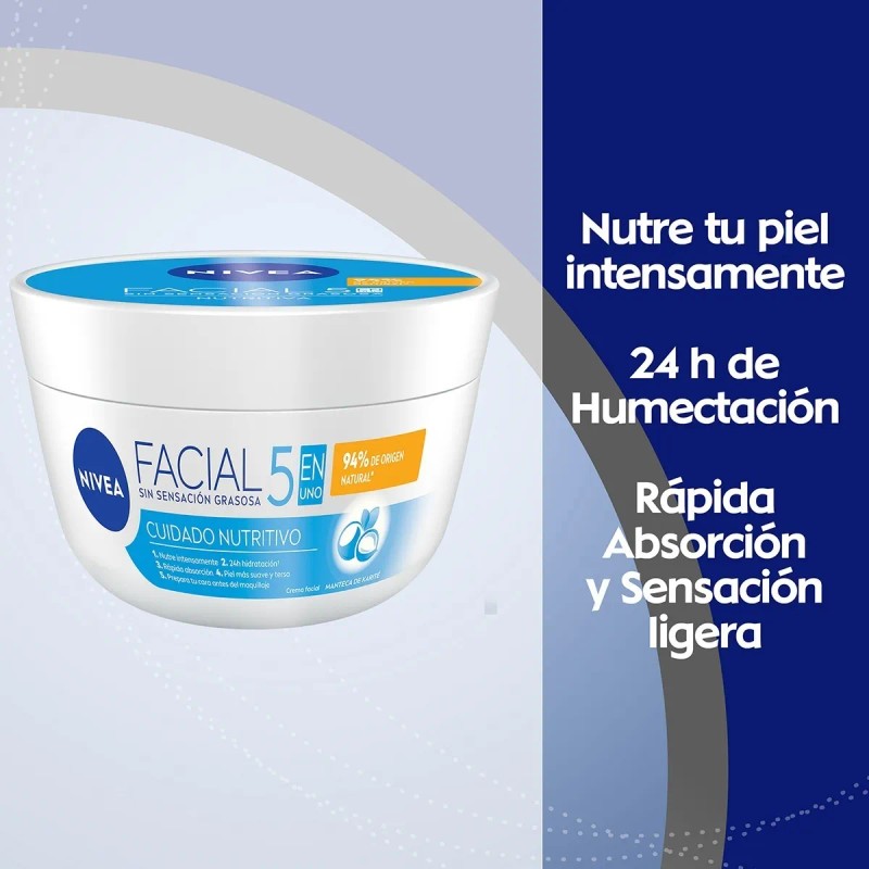 Crema Facial Hidratante Nivea 5en1 Sensación Ligera 375 Seca