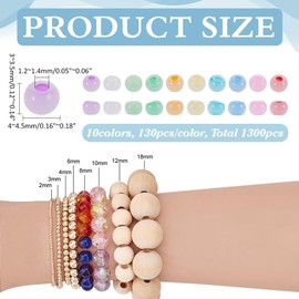 WADORN 1300Pcs 4mm Colorful Glass Seed Beads for Jewelry Making 10 Colors 6/0 Bulk Small Craft Beads Crystal Spacer Friendship Waist Beads for DIY Bracelet Necklace Summer Seaside Beading Weaving