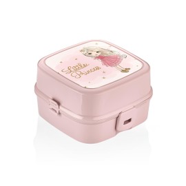 HEFA Lunch Box for Kids, All-in-One Foldable Lunch Box, Bento Box for Girls, Spoon and Fork included, Sandwich Containers (PrincessPink)