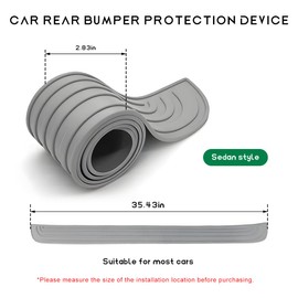 MUQIDA Car Rear Bumper Protector Guard, Anti-Scratch Self-Adhesive Trunk Door Entry Cover Strip, Automotive Non-Slip Anti-Colision Edge Bumper Protection Strip (Gray, 35.43"×2.75")