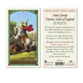 H HOLLY LINES St. George Laminated Prayer Cards Set of Five Holy Card