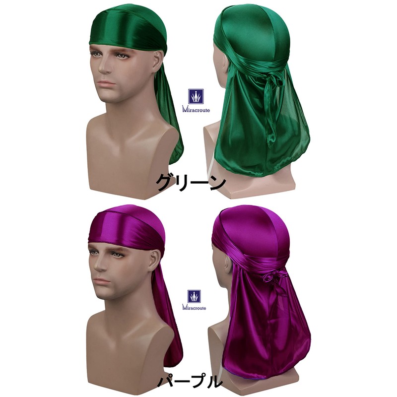 Miracroute Du Rug, Glossy Fabric, Durag Hip-Pop, Dance, Du-Rag, Red,