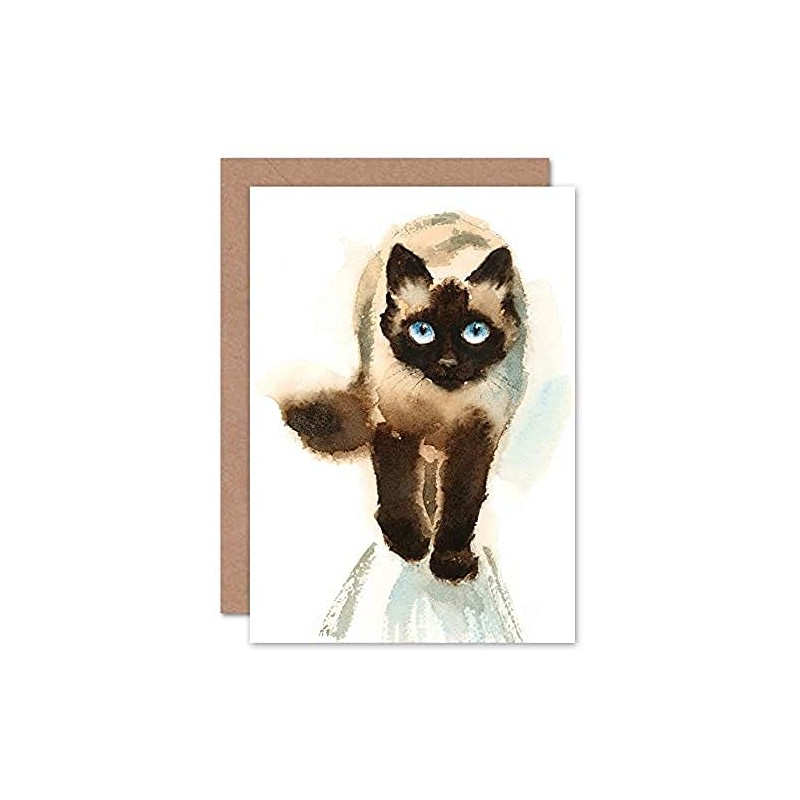 Wee Blue Coo Cat Ragdoll Walking Watercolour Greeting Card With