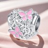 MiWangLing Pink Butterfly Daisy Flower Heart Charm Clear CZ Bead