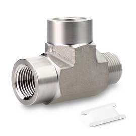 GORAGUCHI 1PCS Forging of 304 Cast Stainless Steel Tee Pipe Fittings, 1/8" NPT Female x Female x Male Pipe Fittings, Male Run Tee for Air/Fuel/Water/Gas/Oil