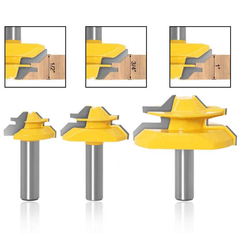 APlus 3-Piece 1/2 Inch 12.7 mm Gluing Milling Cutter Miter