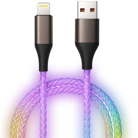 Tomoson 3ft RGB Colorful Gradual Light Up MFi Lightning Charger Cable