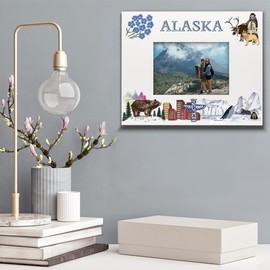 BELLA BUSTA-Alaska Theme Picture Frame-Wedding, Honeymoon, Vacation, Family Reunion-Adventure-Alaskan wildlife, glaciers, Native Culture-UV Print (4x6 Horizontal)