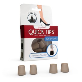 GoGoHeel Quick Tips - The Original High Heel Protectors & Heel Tip Replacement Caps, Repair Worn Stiletto Heel Tips (2 Pair Pack - Small, Medium - Taupe)