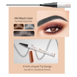 2 Pcs Microblading Eyebrow Pen, 2025 Upgraded 3D Waterproof 4-Tip Eyebrow Pencil, Natural Makeup Long-Lasting Fine Stroke Magic Eyebrow Pencil for Women Stay on All Day (Black(2 Pcs))