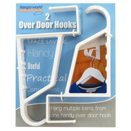 HANGERWORLD 2 White Plastic 17.5cm Space Saving Strong Coat Clothes Towel Over Door Hooks
