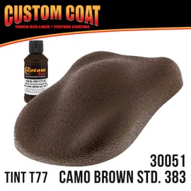 Custom Coat Federal Standard Color # 30051 Camo Brown T77 Urethane Roll-On, Brush-On or Spray-On Truck Bed Liner, 1 Quart Kit with Roller Applicator Kit - Textured Car Auto Protective Coating