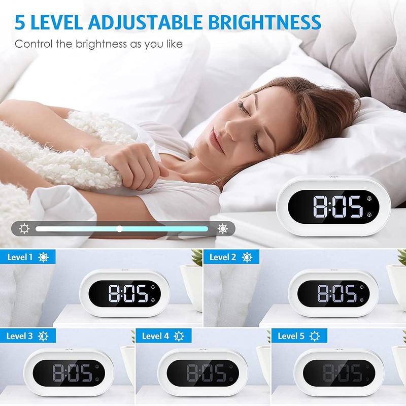 Newest Digital LED Alarm Clock with Smart Night Light, Electronic