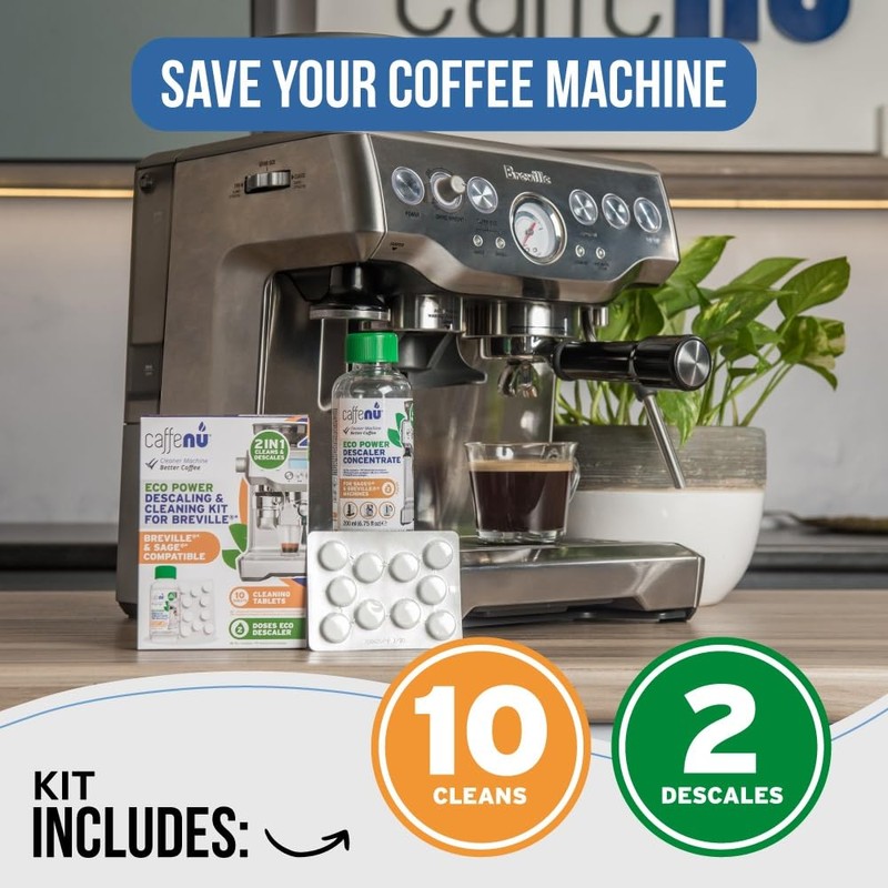 Caffenu Compatible Descaling Solution and Cleaning Tablets for Sage and