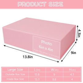 RayofSun Pink Gift Boxes with Magnetic Lids for Presents Large Rectangle Collapsible Decorative Boxes 13.7x9x4.3inch, Bridesmaid Groomsmen Proposal Box for Wedding, Christmas, Birthday(1PC)