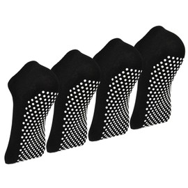 Yoga Socks Non-Slip Socks – 4 Pairs Pilates Trampoline Ballet Socks for Women Men 35-46, 4 x black